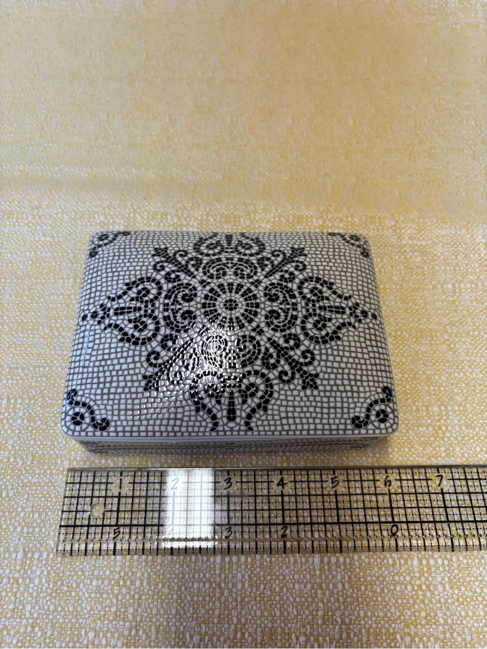 Vista Alegre Black and White Mosaic Porcelain Box - Picture 3 of 10